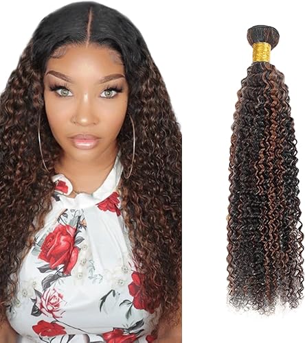 Highlight Bundle Fb30 Curly Wave Human Hair Bundles 8A Grade Two Tone Black Mixe