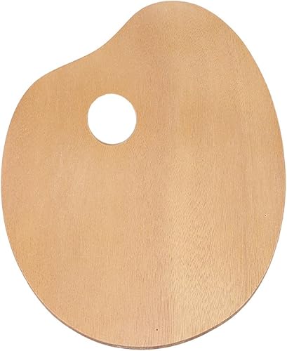 Miniatura 5 de Paleta de madera, paleta de pintura de madera ovalada de 8 x 12 pulgadas, bandeja de pintura acrílica al óleo, herramienta de pintura de madera