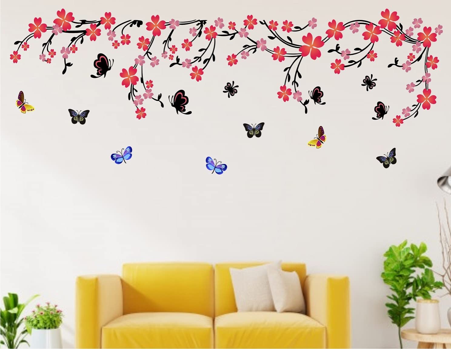 Heaven Decors Nature Red Flower with Vine and Butterfly Sticker Wall (Ideal Size on Wall: 55 cm x 160 cm) Multicolour (B097GGHS89) Amazon Price History, Amazon Price Tracker