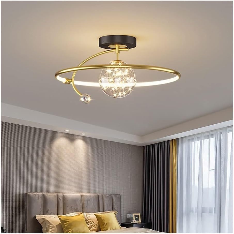 Plafonnier semi-encastré LED dimmable noir et doré chic