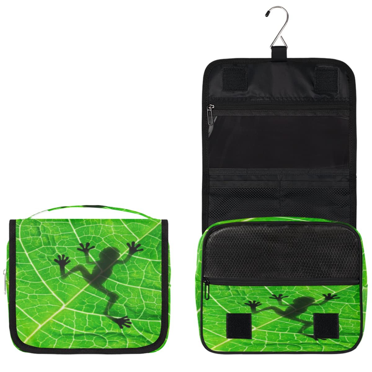 Żaba Cień Podróżna Kosmetyczka Żaba Liście Mycie Torba Unisex Wiszące przybory toaletowe Kosmetyczka Organizer do makijażu, wielobarwny, Jeden rozmiar