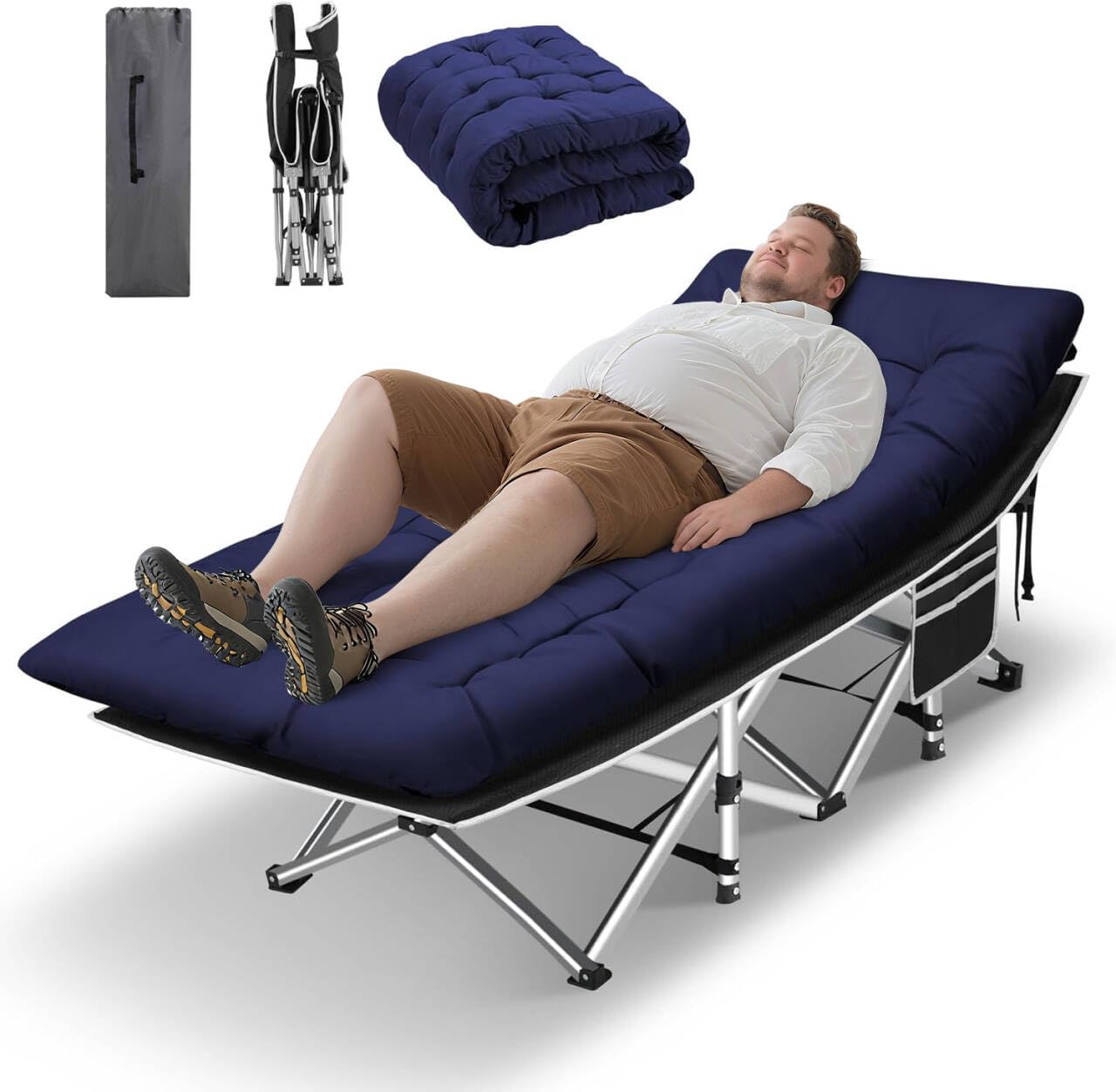 HABUTWAY Camping Cot, Portable Camping Cot for Adult, 28" Wide Sleeping Cot Max Load 600LBS with Thick Mattress and Carry Bag, Portable Camping Bed for Outdoor Camping/Office, Home Nap