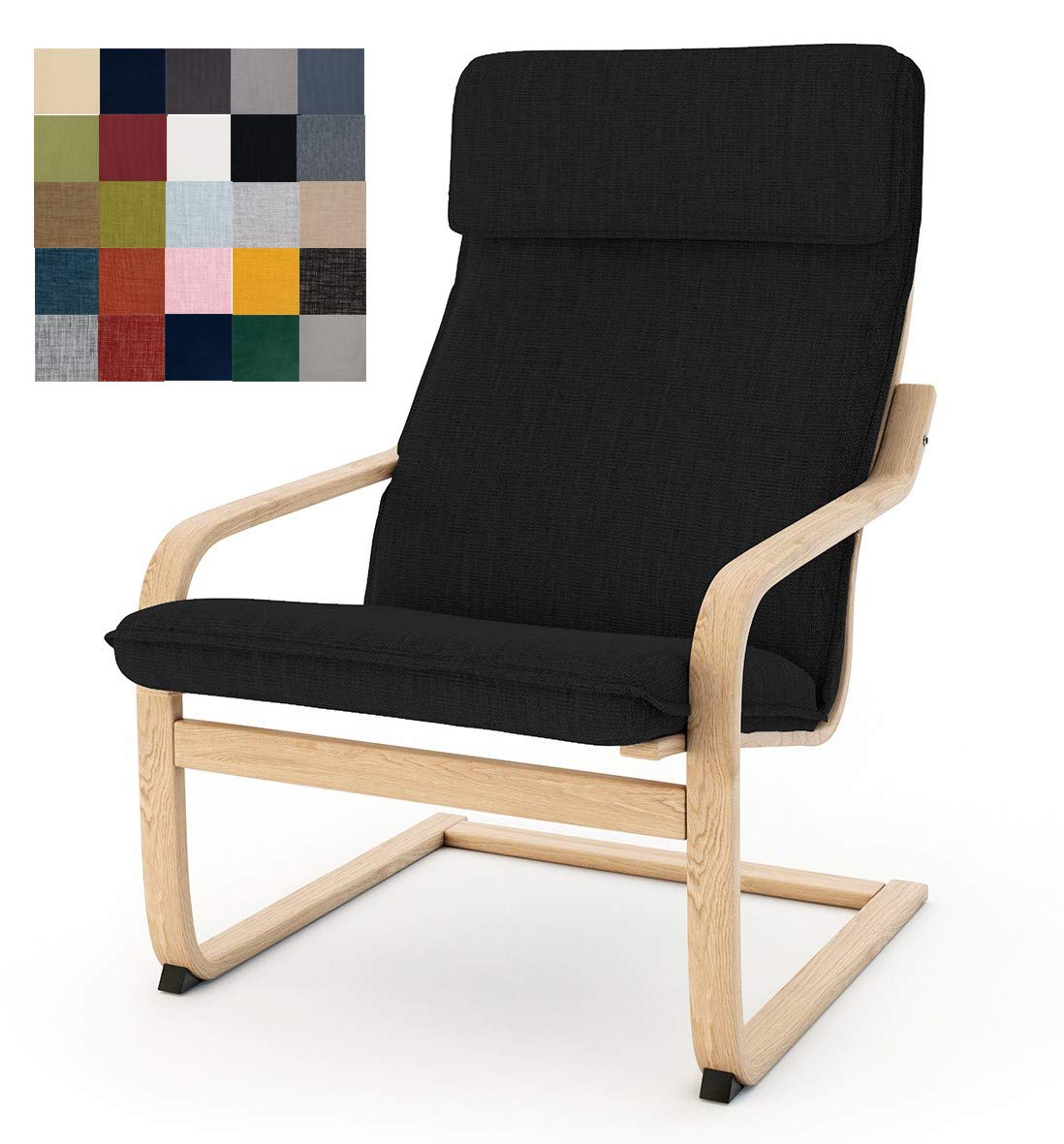Vepping Lude Multi Colored Armchair Replacement Cover, Fits IKEA Poäng Armchair, Cushion not Included (Cushion Design 3, Polyester - Black)