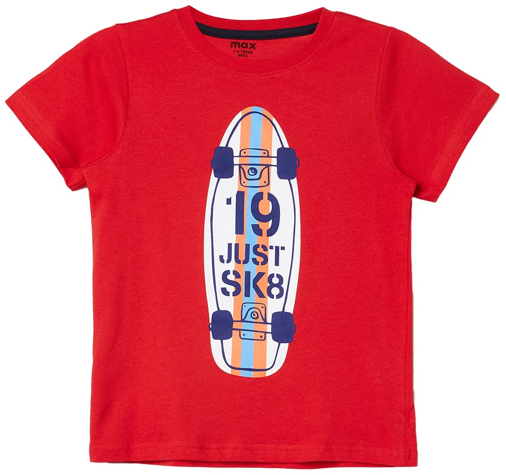 Image of Max Boys Printed Crew Neck Regular Fit T-Shirt