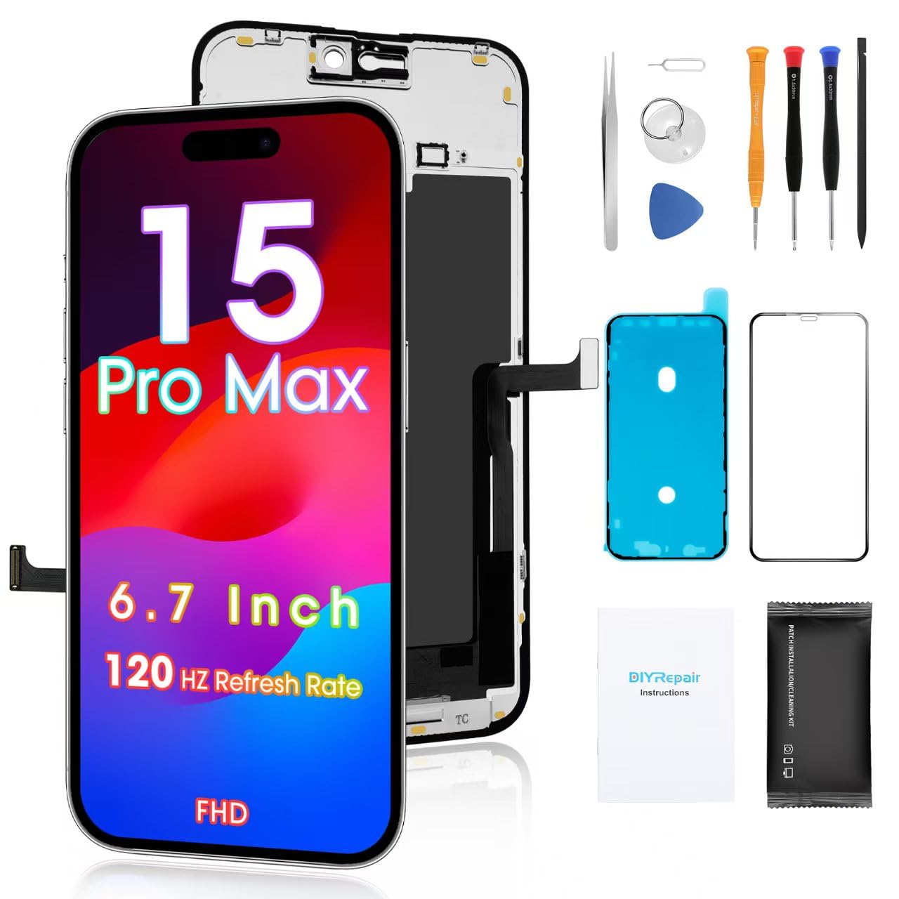 Amazon.com: Screen Replacement for iPhone 15 Pro Max 6.7', 3D