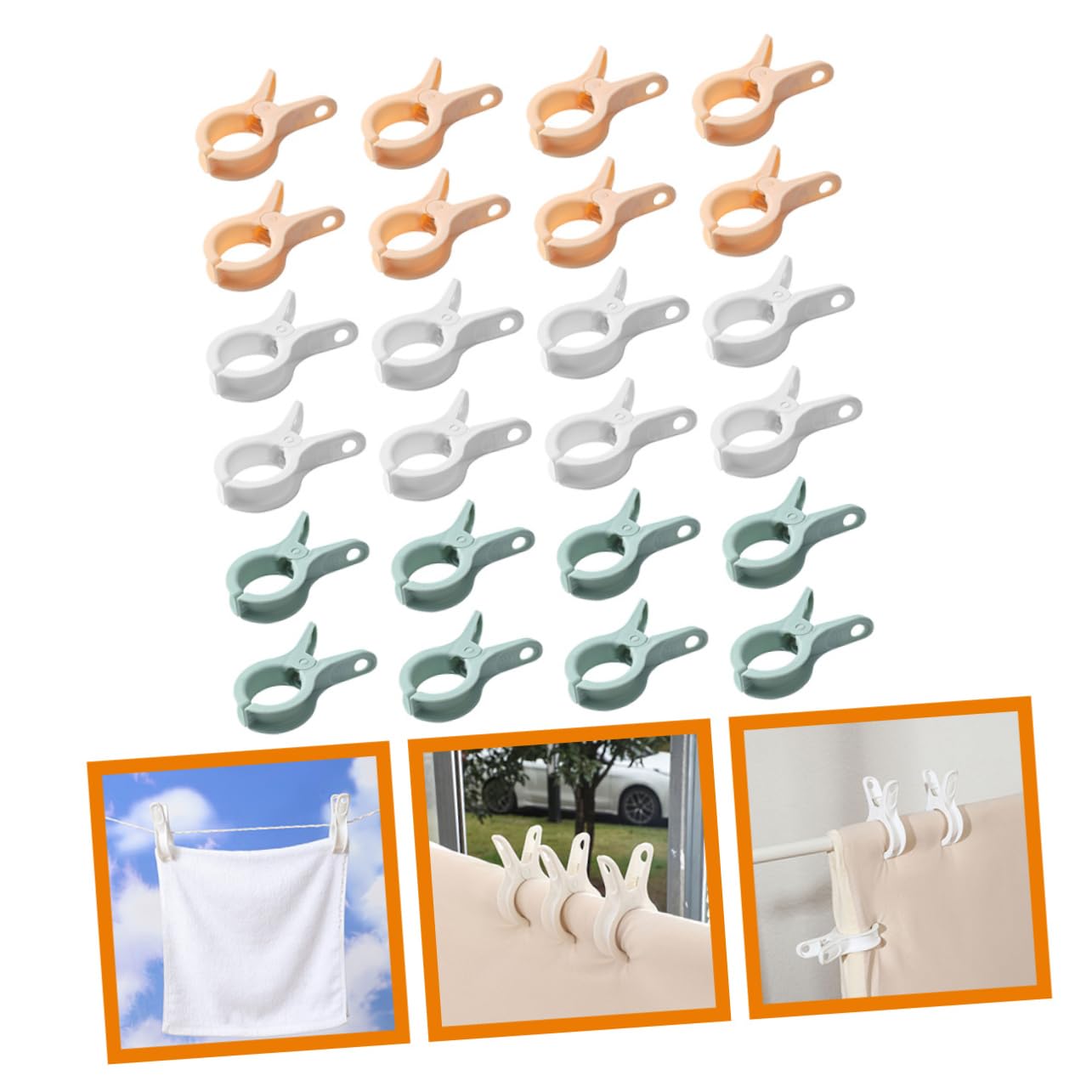 CHILDWEET 24 Pinzas de Plástico Resistentes al Viento para Ropa, Toallas y Sábanas, Fuerza de Apriete Fuerte