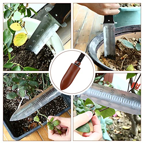 ACETOP Hori Hori Garden Knife with Leather Sheath, Full Tang Gardening