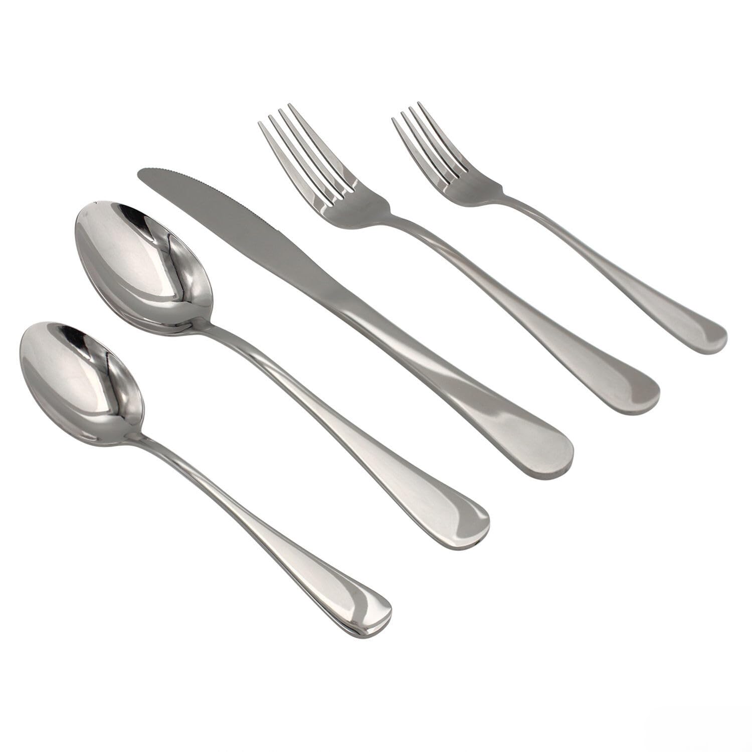 Elyon Tableware20-Piece Reflective Silver Flatware Set, Stainless Steel Silverware Set, Service For 4