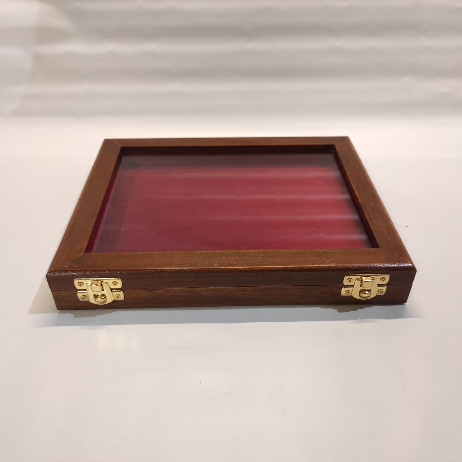 Cofanetto espositore per medaglie, cartoline e banconote da collezione in legno e vetro, artigianale made in Italy, Coins&More