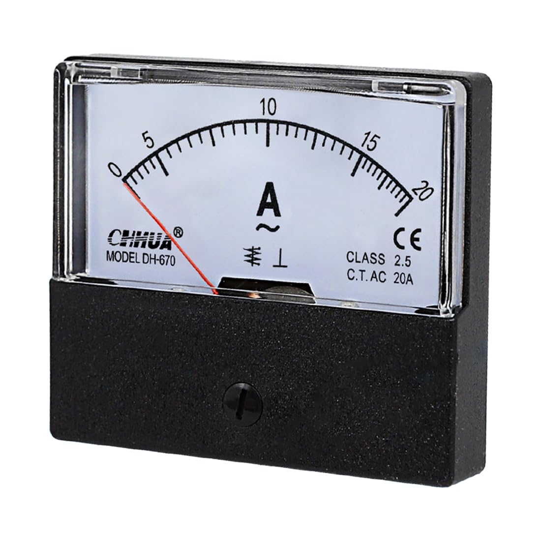 Rettangolo Pannello montato corrente metro tester amperometro, 1 unità, Misuratore di corrente e tensione a puntatore, Amperometro Tester rettangolare da pannello, Multicolore, DH-670/AC0~20A