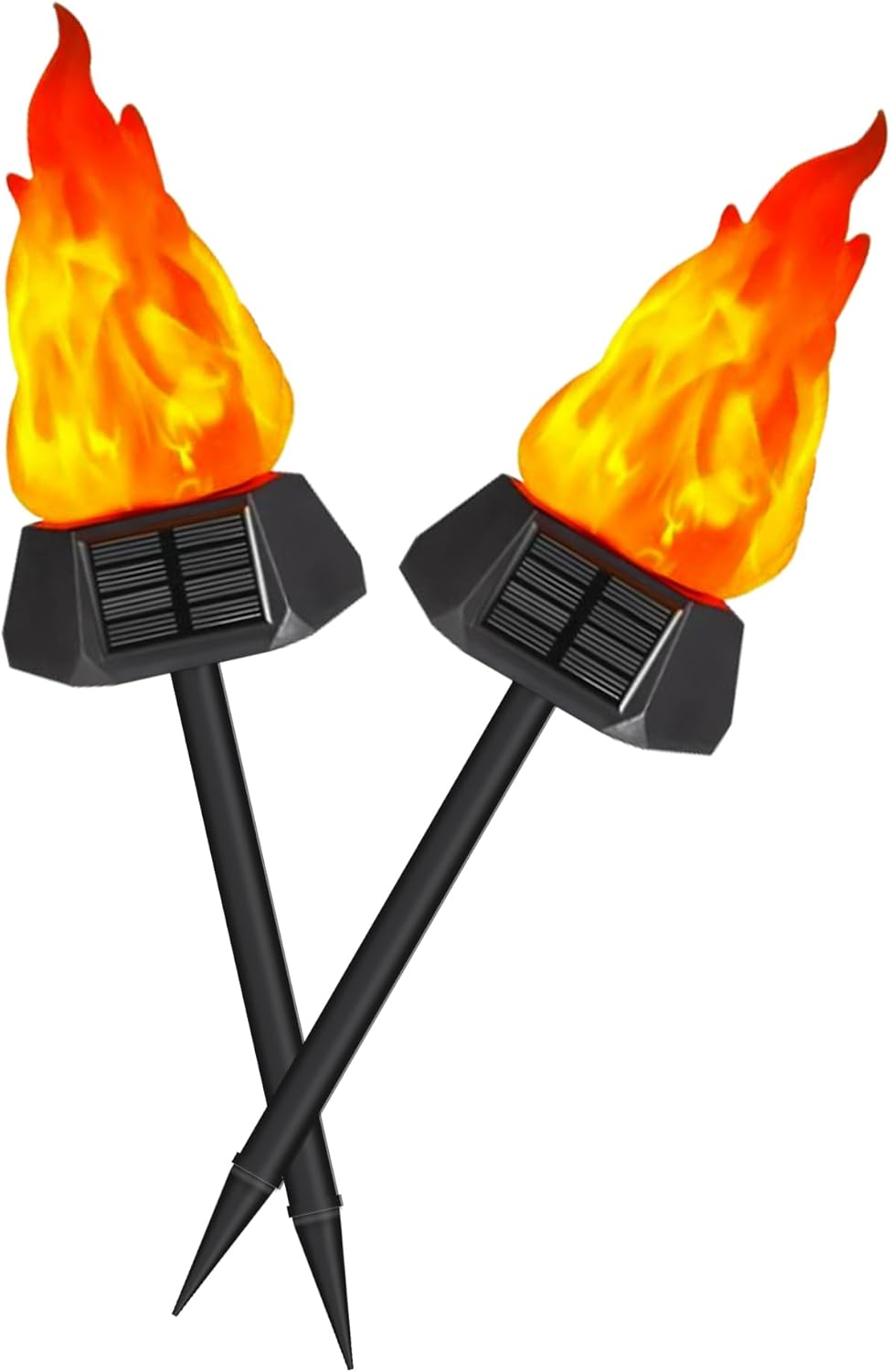 2 Pack Solar Garden Lights, Fairy Sprinkling Water Lights with 6x6 LEDs, Solar Powered Pathway Lights with Iron Fairy Decor for Yard, Garden, Patio Décor (2 Fairy Lamps)