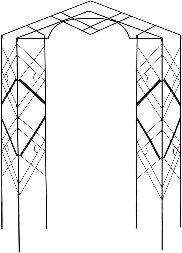 Achla Designs FT-46 Athena Plant Support, Wrought Iron Decorative Garden Arch Trellis, Black