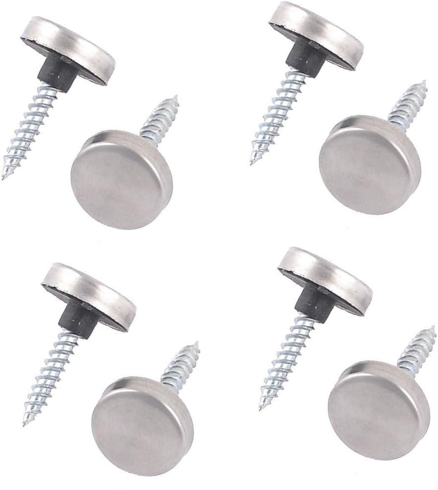 8 Pcs Quality Parts 15mm Dia Cap Silver Tone Black Screw Nails for Mirror Model:84as573qo57