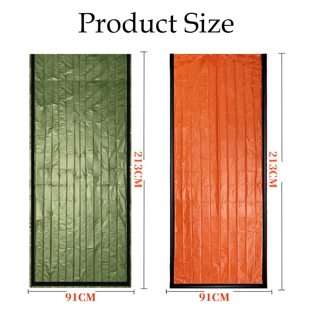Sacco a Pelo d'Emergenza, 2pcs Sacchi a Pelo di Sopravvivenza, Sacco Pelo Termico Emergenza, Sacco da Bivacco Leggeri e Impermeabili, coperta di emergenza, per Outdoor Campeggio Trekking Viaggiare