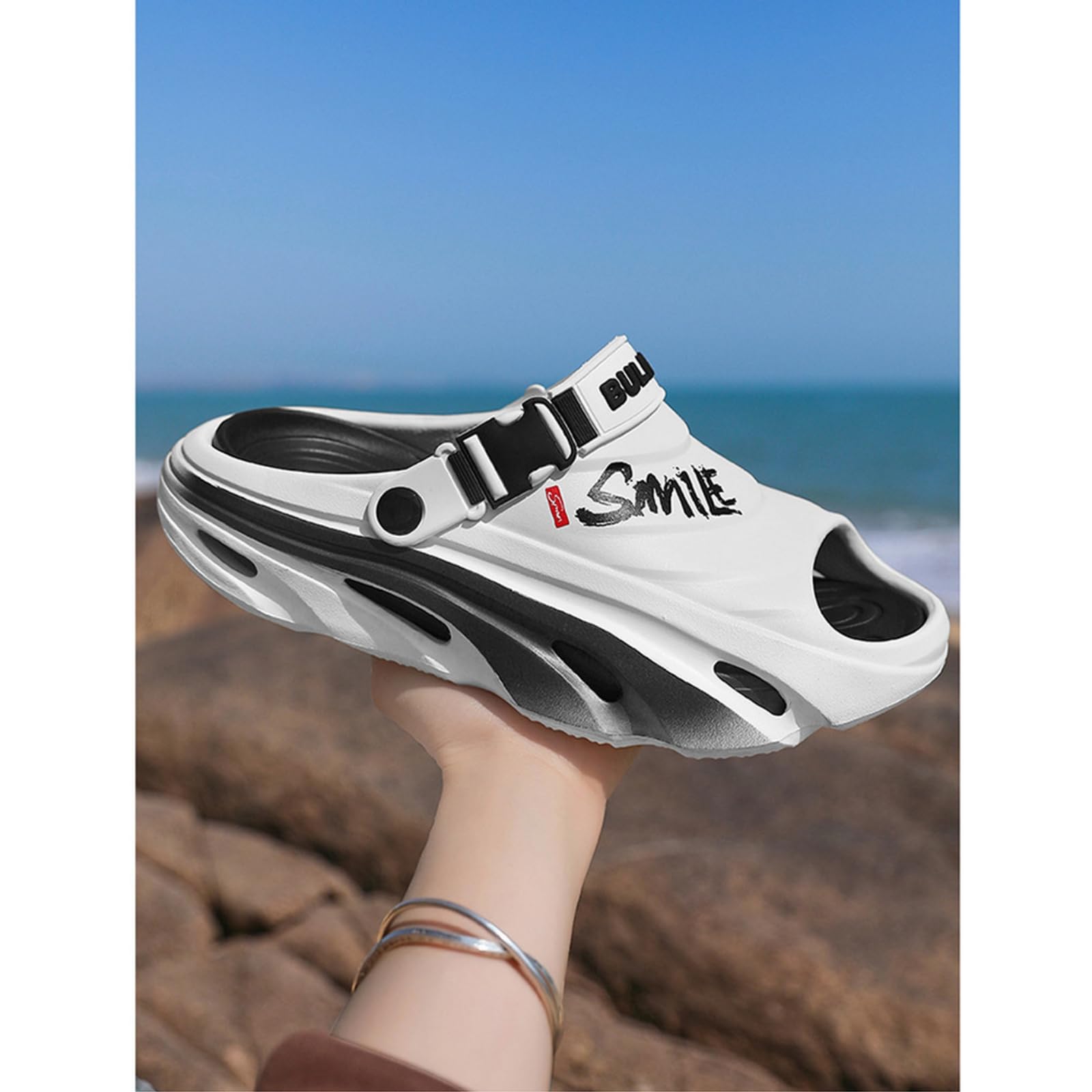 Ciabatte Uomo Donna Estive Pantofole da Uomo, Abbigliamento Estivo Esterno, Sandali Spiaggia Antiscivolo Resistenti agli Odori-Nero Grigio-44-45