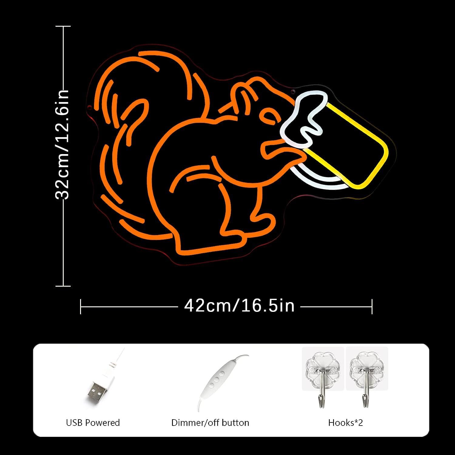 Ardilla led señal de neón dimmable lámpara decorativa para la sala de estar barras barberos boda fiesta sala de juegos arte de navidad decoración de pared alimentado por USB