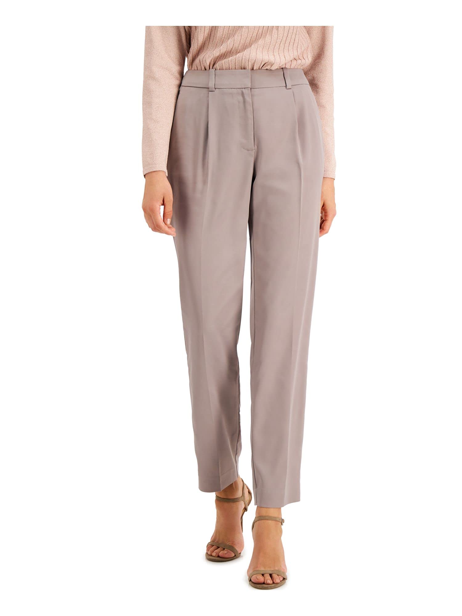 Alfani Womens Pleated Slim-Fit Casual Trouser Pants Beige 8