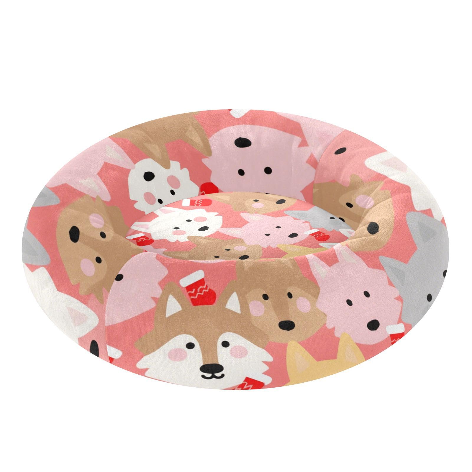 Lit pour chien XS motif loup rouge idéal pour le salon ou en voyage