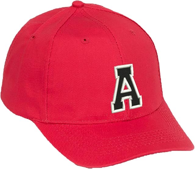 4sold Kids Casual Cotton Baseball Cap Alphabet A-Z Red Caps Black Letter Snap Back Hat Hats Snapback