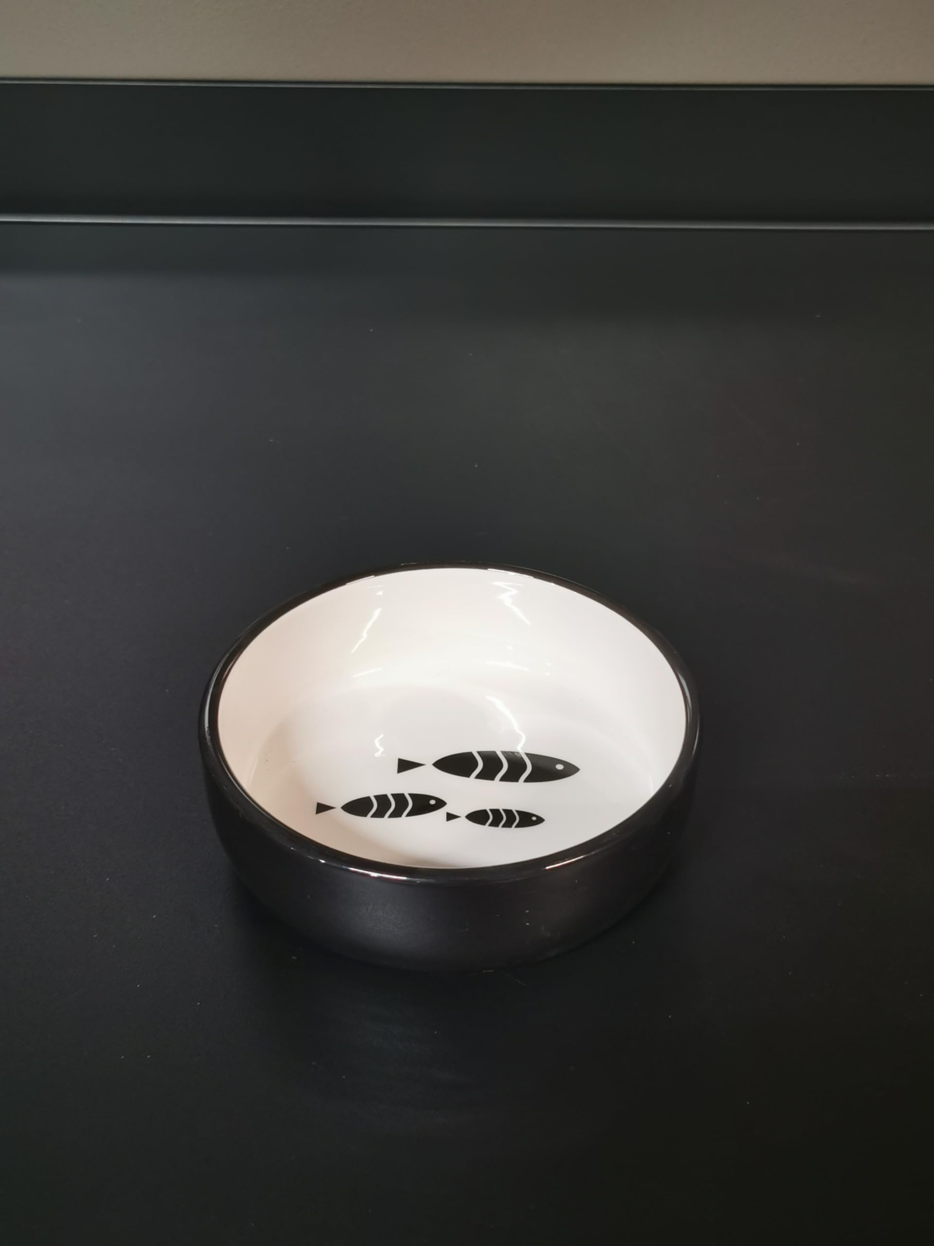GAMELLE do żywności i wody kot CERAMIC SARDI czarno-biały okrągły 400ML