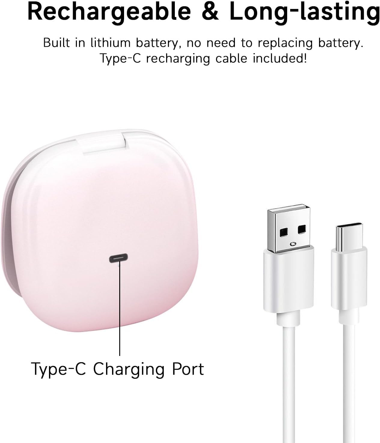 QUMOX Specchio Trucco 10X con Luce – Specchio da Viaggio Ricaricabile con LED, 3 Modalità di Luce, Touch Dimmerabile, USB-C – Rosa