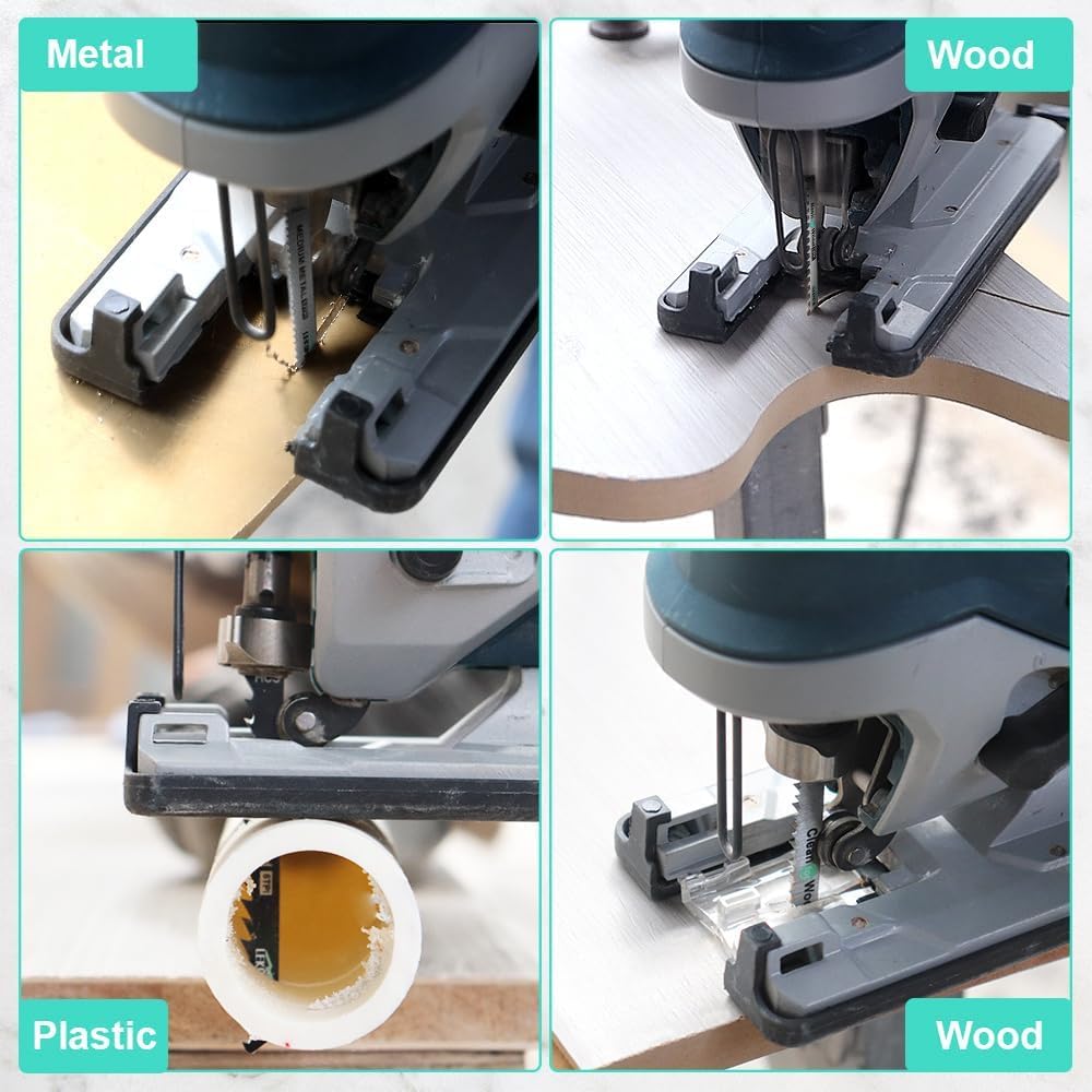 Lames de Scie Sauteuse à Tige en T 50 Pièces, Fabriquées en HCS/HSS, avec Étui de Rangement pour Coupe de Bois, Plastique et Métal