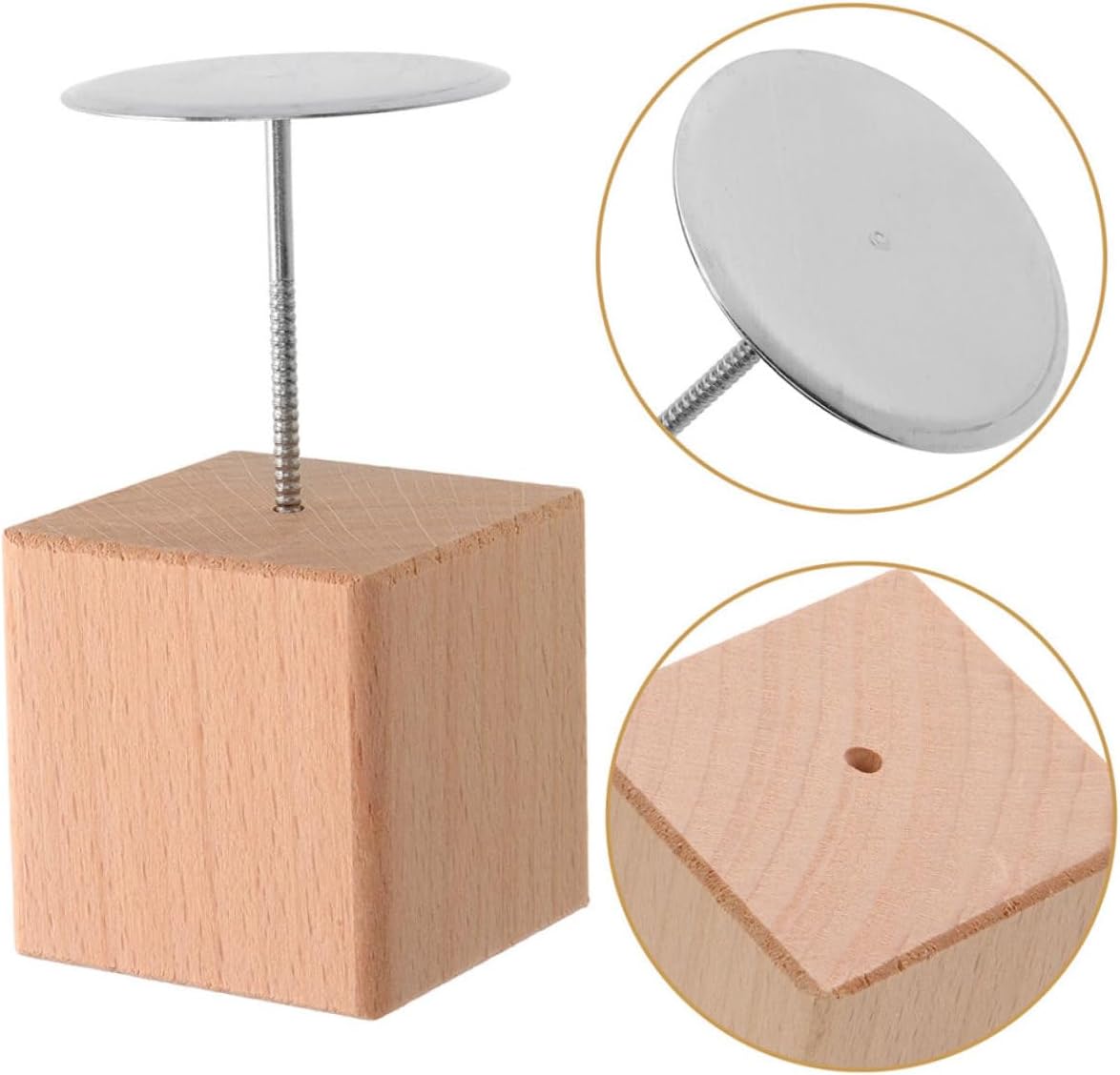 2sets Flower Nail Cake Decorating Base Medium Wooden Display Stand for Stability Durability Baking Easy to Clean for Cake Decoration Projects