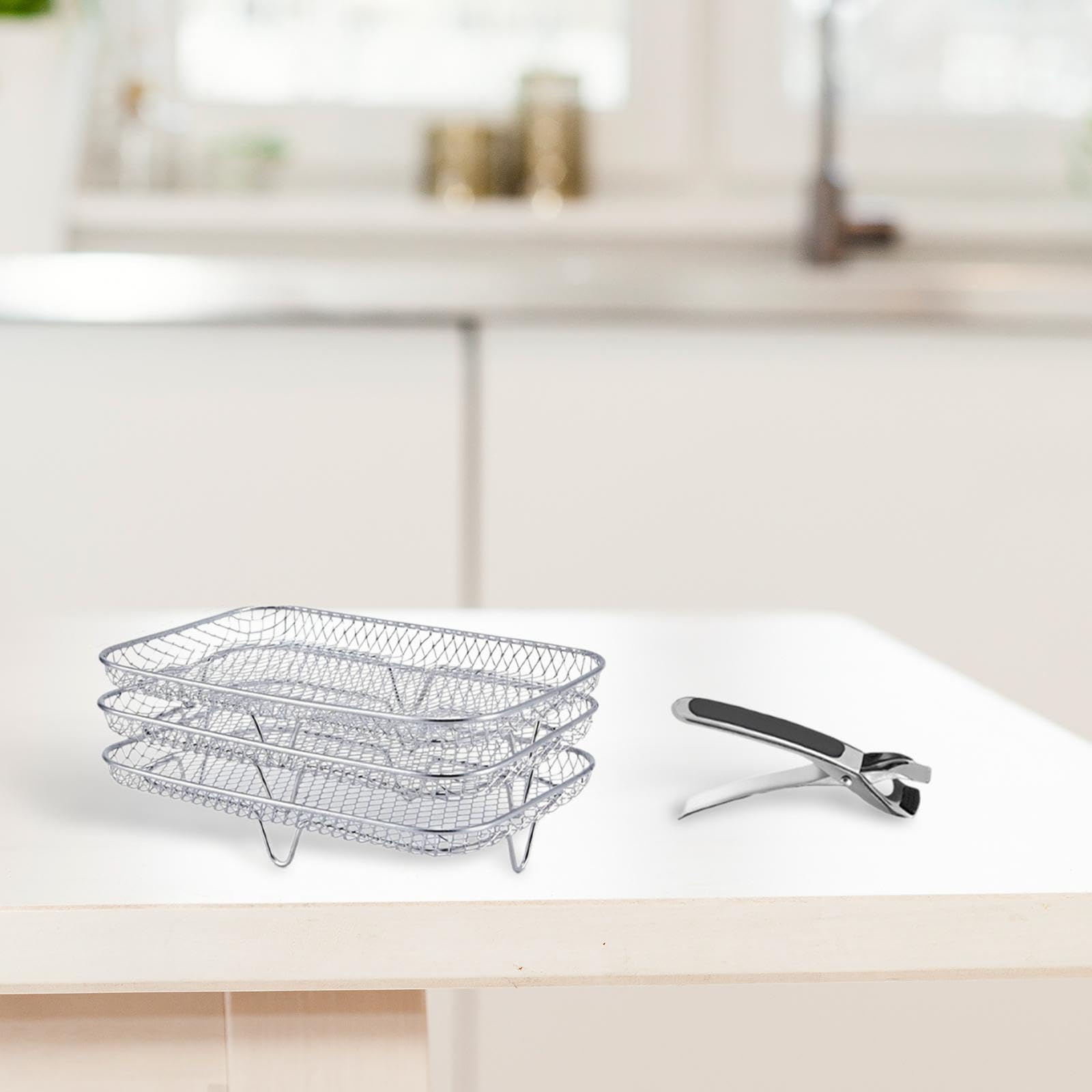 Rejilla para Freidora de Aire Accesorios para Freidora de Aire Cesta para Hornear Bandeja Multiusos para Horno Parrilla Repuesto para Freidora, rectángulo