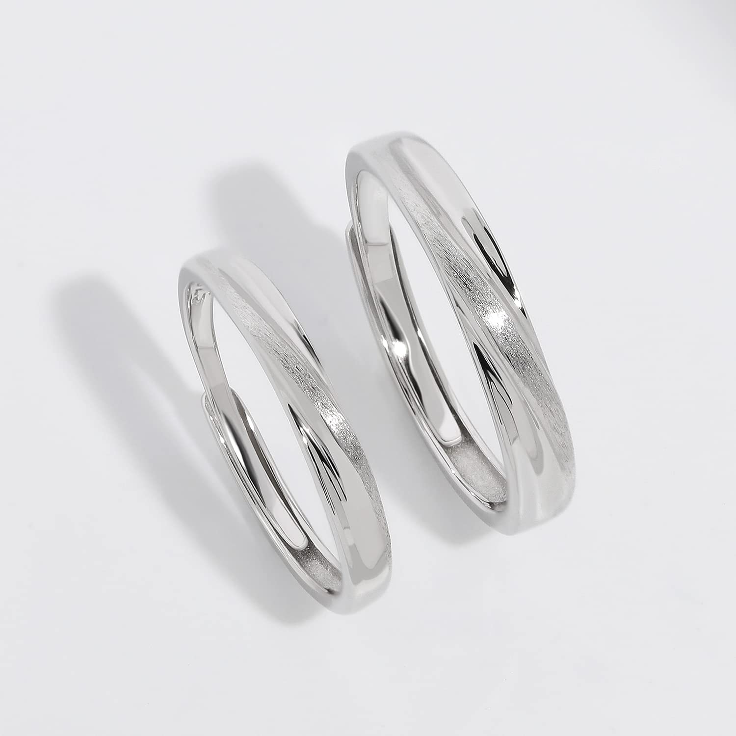 Meissa Anelli di coppia in argento 925 Fascia di coppia a torsione per uomini e donne Anello di fidanzamento promessa di matrimonio anello di anniversario Set di anelli, Set di due
