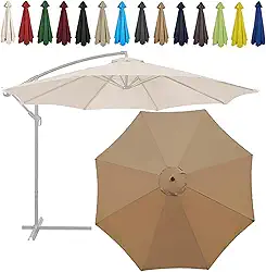 Guarda-sol de substituição 2M 2,7 m, capa de guarda-sol de substituição, à prova d'água, capa de tecido para jardim, pátio, quintal, praia, (cor: cáqui, tamanho: 270 cm - 6 braços)