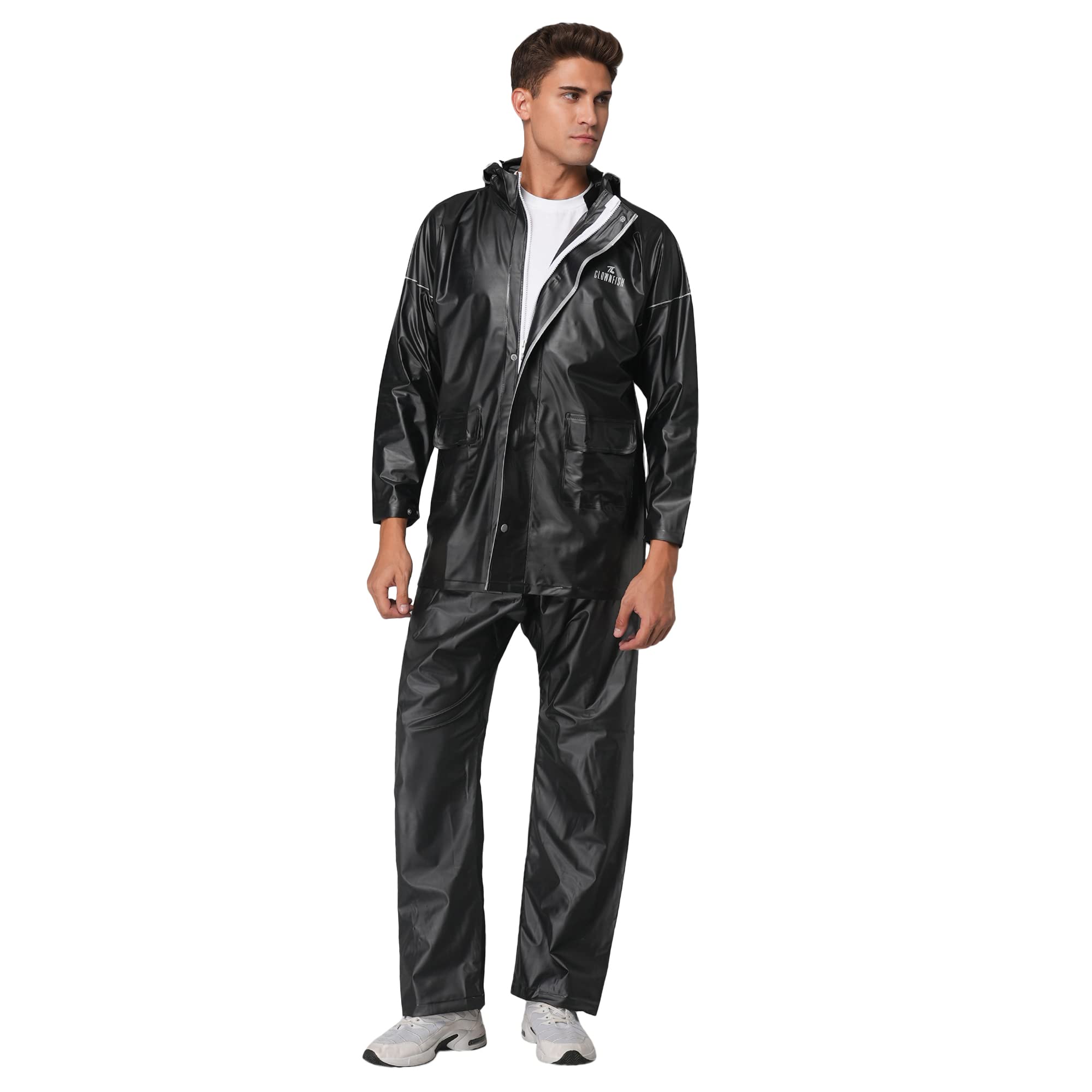 the clownfish Men Polyester Standard Length Rain Coat Waterproof For Bike Raincoat With Hood. Set Of Top And Bottom-picture-38