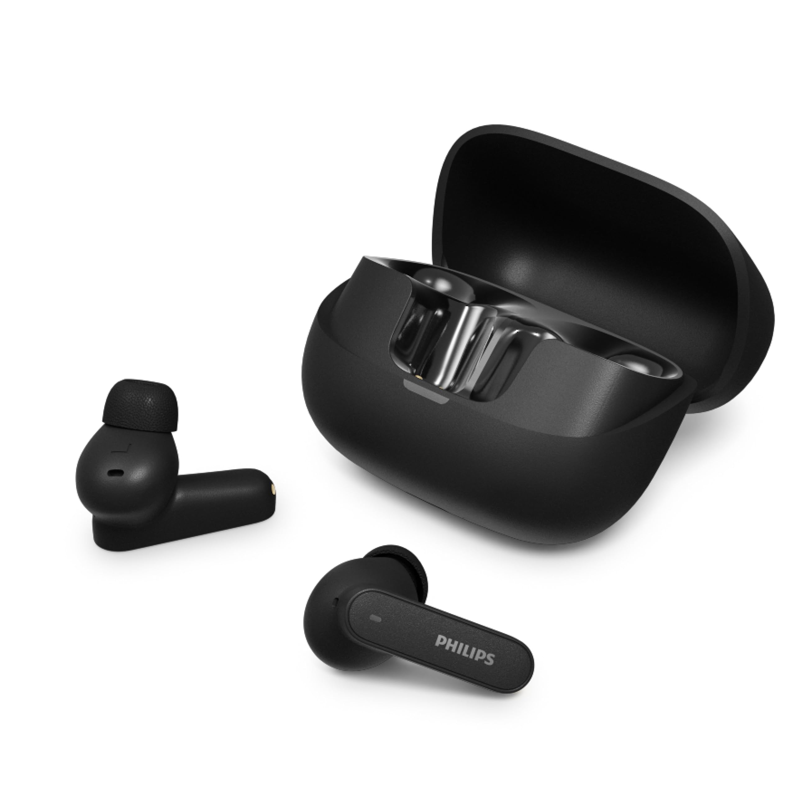 Philips TAT3000 True‑Wireless‑Ohrhörer mit adaptiver Geräuschunterdrückung, bis zu 48 h Wiedergabedauer, SecureFit‑Silikonstöpseln, 6 Mikrofonen, Bluetooth 6.0, Auracast, IPX4 und kompaktem Ladeetui