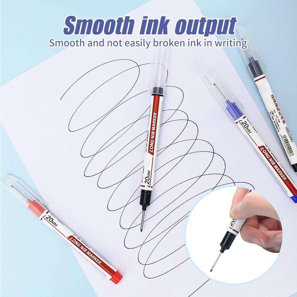 5PCS Long Head Deep Hole Markers 20mm Deep Reach Waterproof Permanent Metal Marking Pens Colorful — view 7