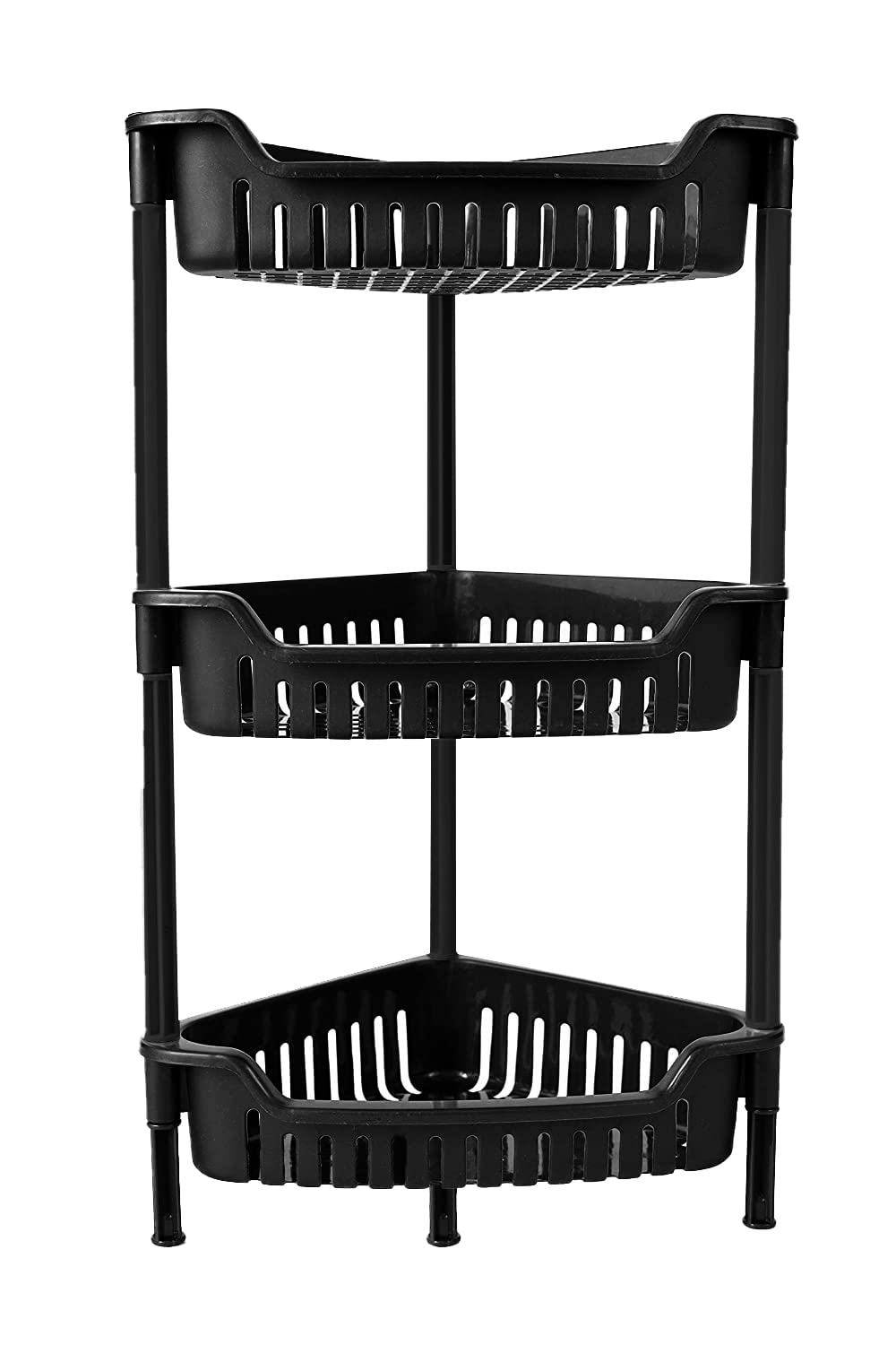 Strong Plastic Shower Caddy 3 Tier Corner Shelf Bathroom Rack Kitchen Storage Unit Storage Rack Standing Unit For Shampoo Shower Gel Books Shelf Home Interior Decor Bedroom Living Room (Black)