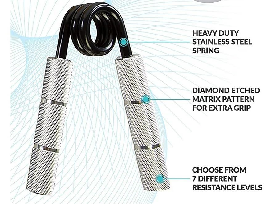 Image of Anuash 150 lbs Metal Hand Grip Strengthener | Heavy Duty Forearm & Wrist Exerciser for Strength Training | Aluminum Grip Trainer for Muscle Building, Finger Exercise & Home Gym Fitness (Silver)