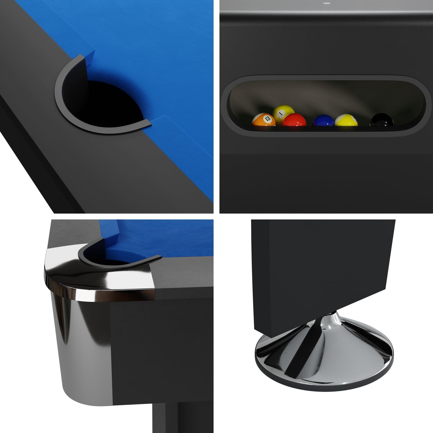 Billard Americain avec Retour de Boules Automatique et Accessoires - Tapis Bleu - 213 x 122 x 81 cm