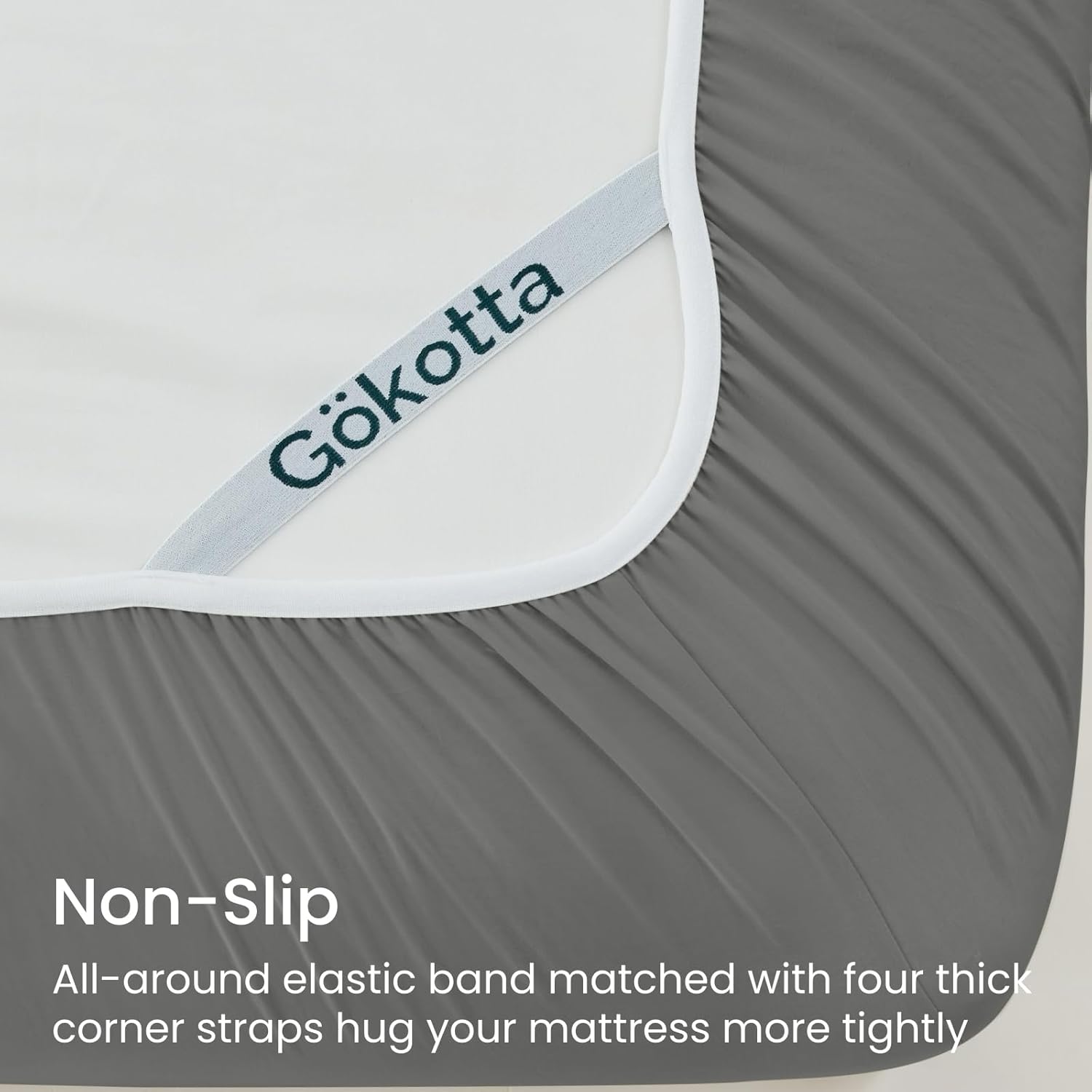 GOKOTTA 4-Pcs King Size Sheets Set, 18"-21" Extra Deep Pocket, Non-Slip Elastic Corner Straps, Brushed Microfiber Polyester, Ultra Soft, Hotel Luxury, Breathable, Wrinkle-Free, Anti-Rip - Dark Grey - Image 3