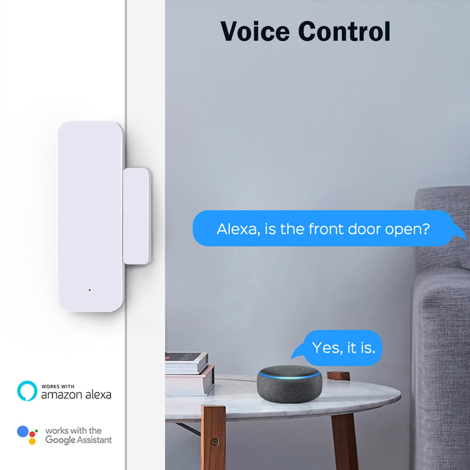 Czujnik drzwi WiFi: inteligentny kontaktowy z oknem, bezprzewodowy magnetyczny otwarcia drzwi z powiadomieniami, kompatybilny z Alexa i Google Assistant (4-pak)