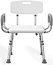 HOMLAND Shower Chair for Inside Shower with Arms and Back, 500 lbs Heavy Duty Shower Seat for Bathtub, Height Adjustable Safety Bath Seat for Elderly, Adults, Handicap and Disabled, White