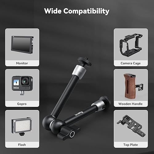 Miniatura 4 de SmallRig Kit de abrazadera de brazo mágico de 9.8 pulgadas con súper abrazadera, brazo articulado ajustable de fricción para monitor, luces LED