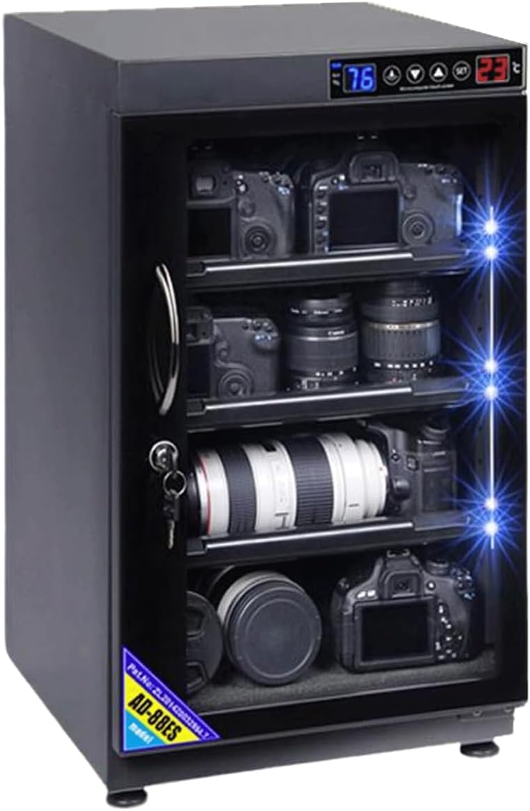 カメラドライキャビネット、除湿キャビネット、35L/40L/50L 防湿除湿器写真レンズギア収納、湿度制御LEDディスプレイ付き電子ドライボックス 50L