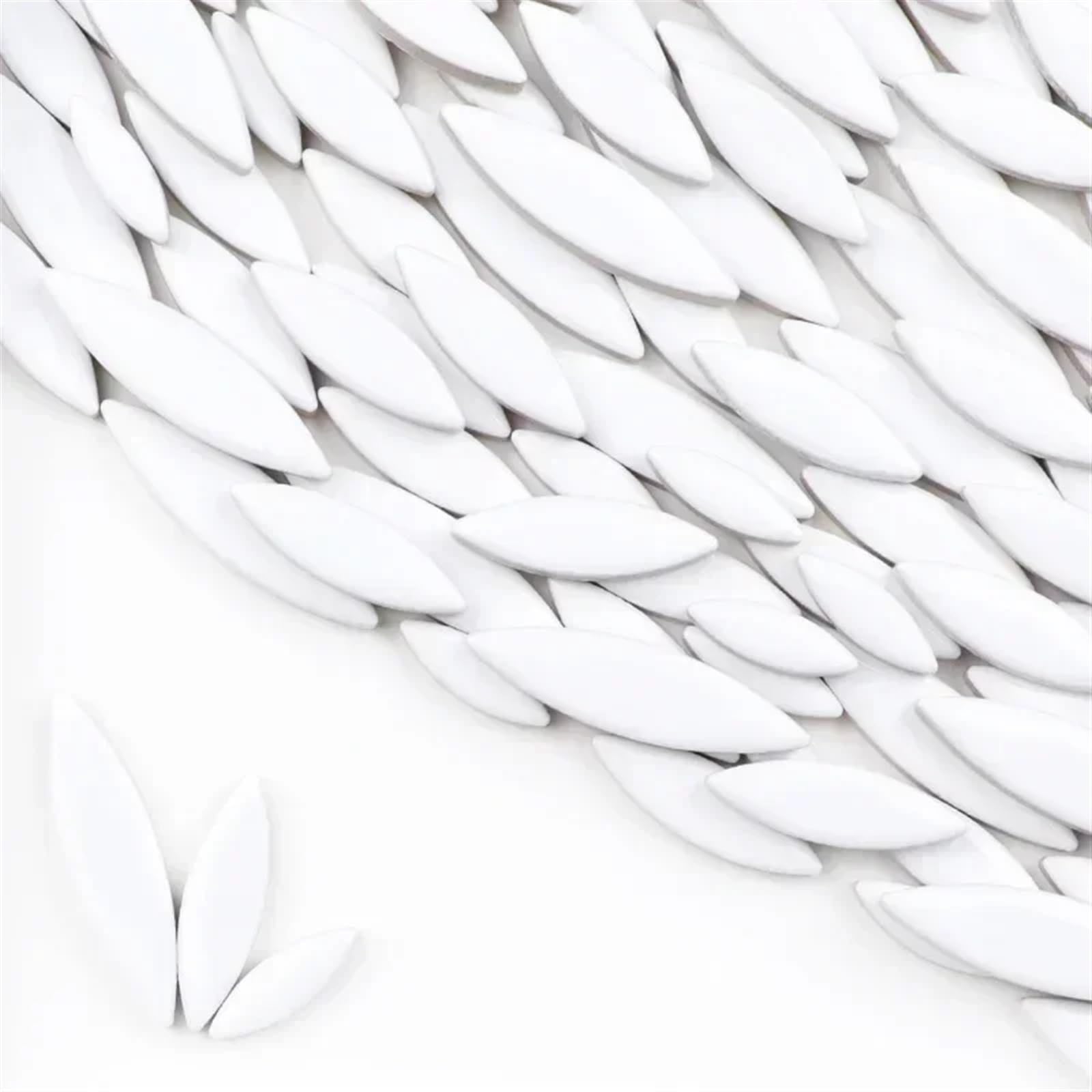 Mtadsbkfp White Mixed Colour Stained Glass Mosaic Tiles, Ceramic Willow Leaf Mosaic Tiles Kit Multicolor 4Mm Thick 510G 18Oz(White)