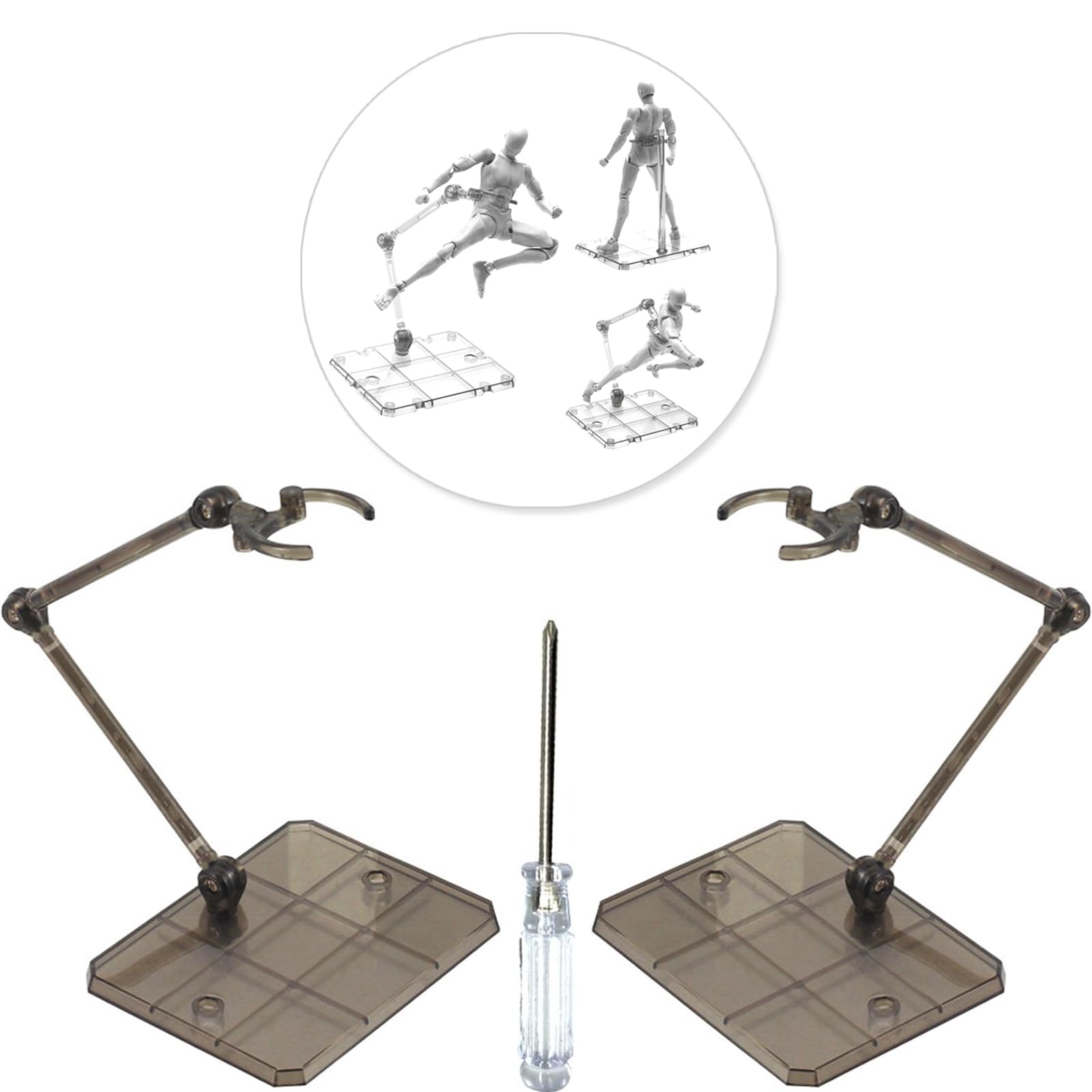 XISTEST Action Figure Stand, 2PCS Assembly Action Figure Display Holder Base Doll Model Support Stand Compatible with HG RG SD SHF Gundam 1/144 Toy (