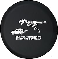 Vista 1 de Esqueleto de dinosaurio persiguiendo camper auto personalizado repuesto Tire Covers tamaño 28 a 29 pulgadas