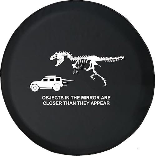 Esqueleto de dinosaurio persiguiendo camper auto personalizado repuesto Tire Covers tamaño 28 a 29 pulgadas