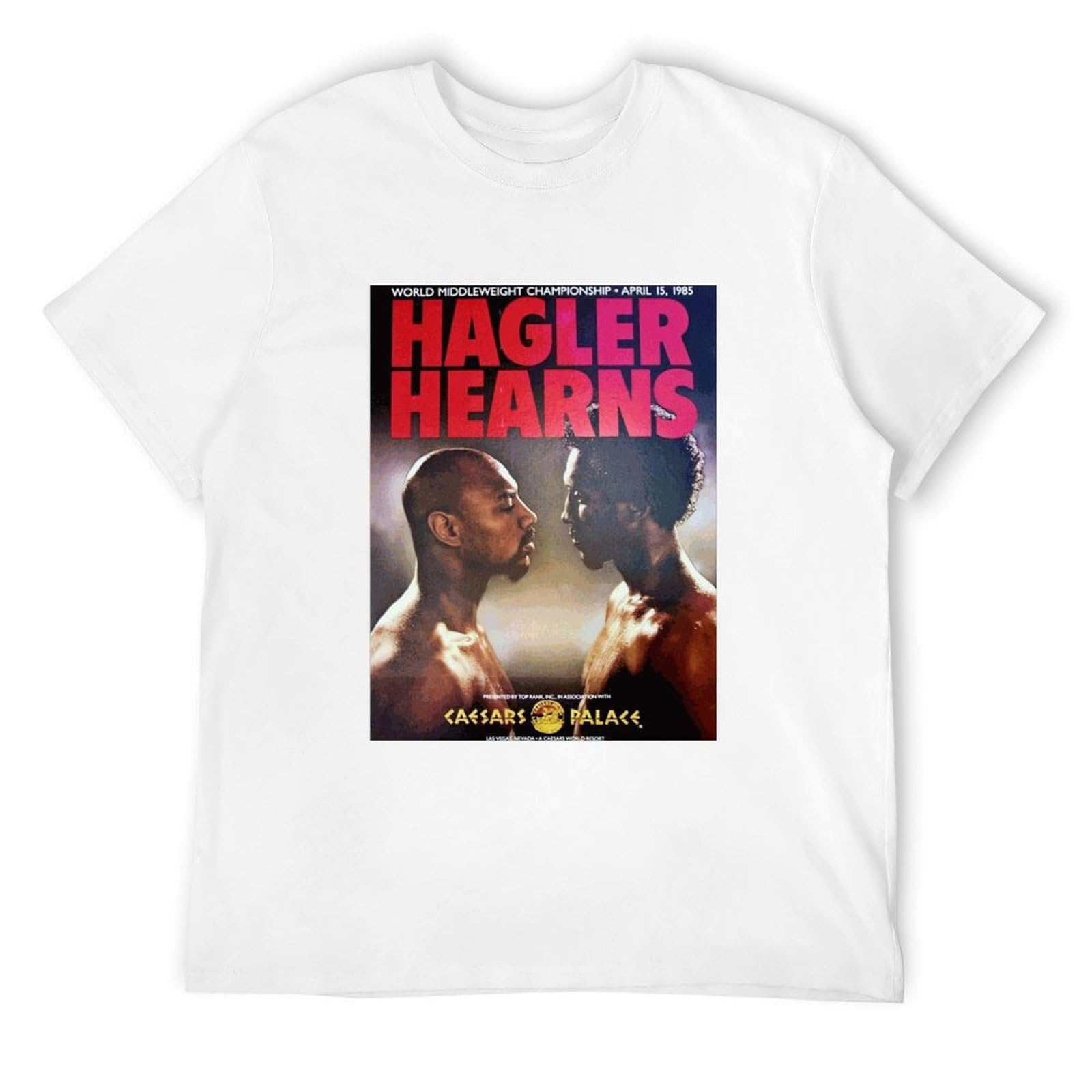 Saturnin&Pd Unisex White Discrete Marvin Hagler Vs Tommy Hearns 1985 Vintage Fight Poster T Shirt Xl