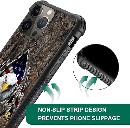 Miniatura 4 de DAIZAG Funda compatible con iPhone 15 Plus, funda de camuflaje de roble con bandera estadounidense águila y águila para iPhone 15 Plus para hombre y