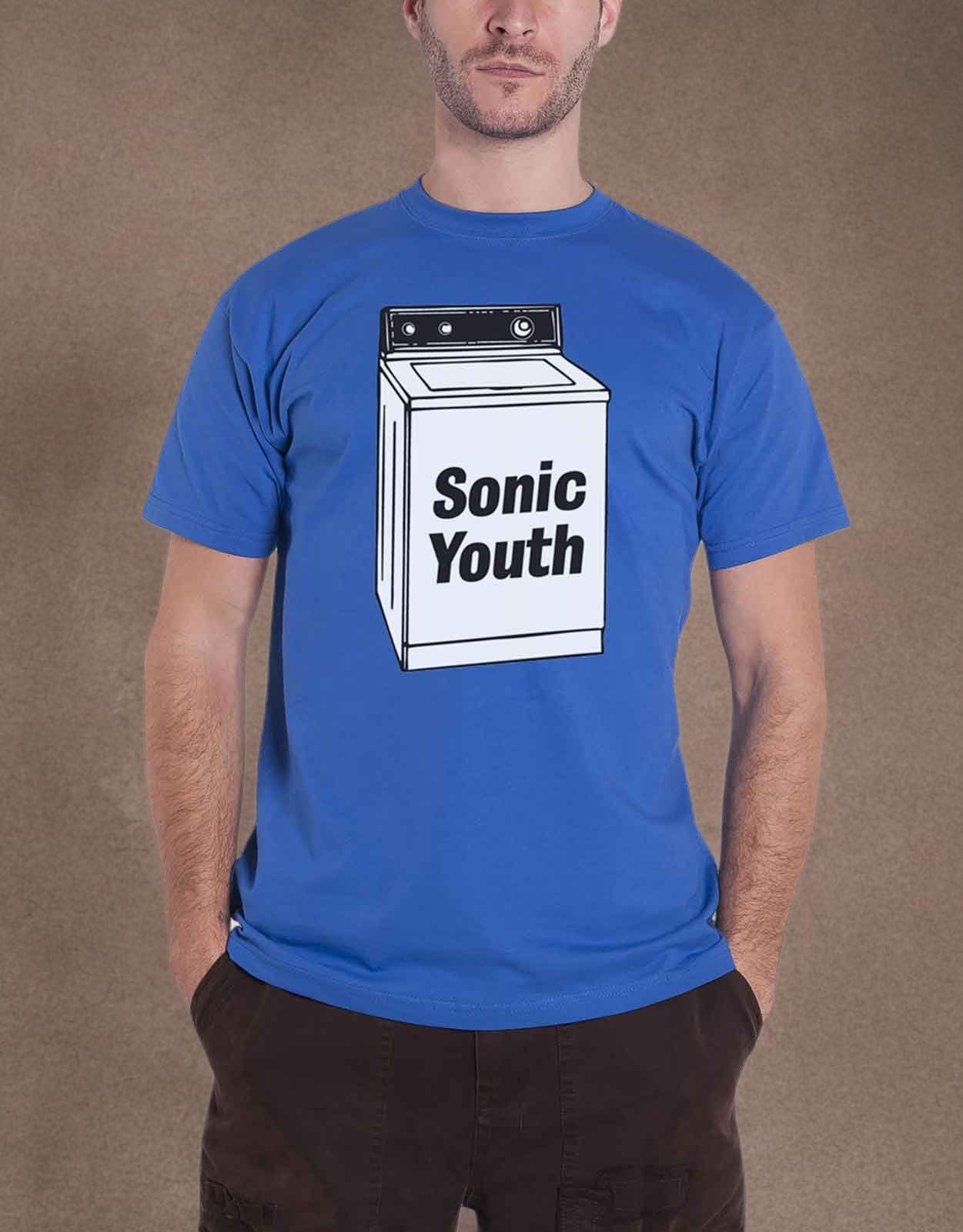 Sonic Youth T Shirt Washing Machine Album Band Logo Nouveau Officiel Homme Bleu