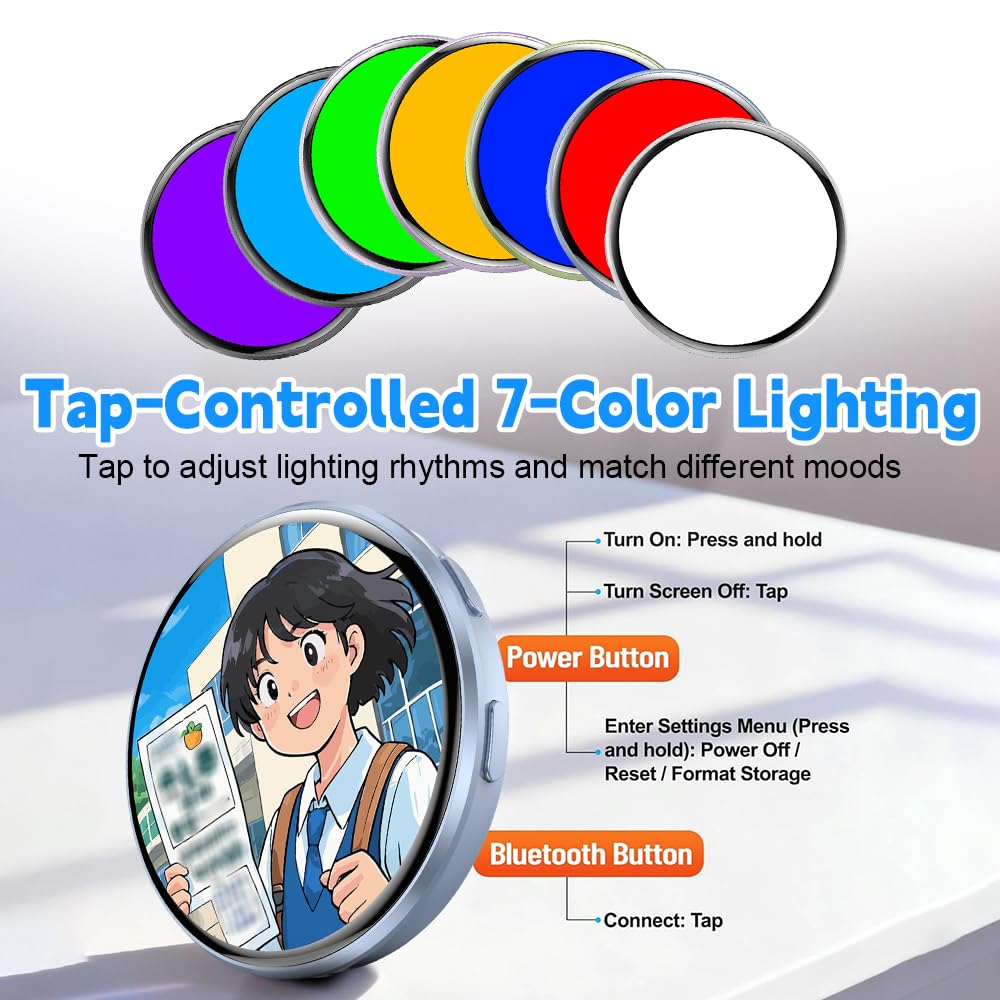 Badge à épingle Numérique avec écran Tactile IPS 1,8" Programmable Portable pour Fans Anime Cosplay Concert
