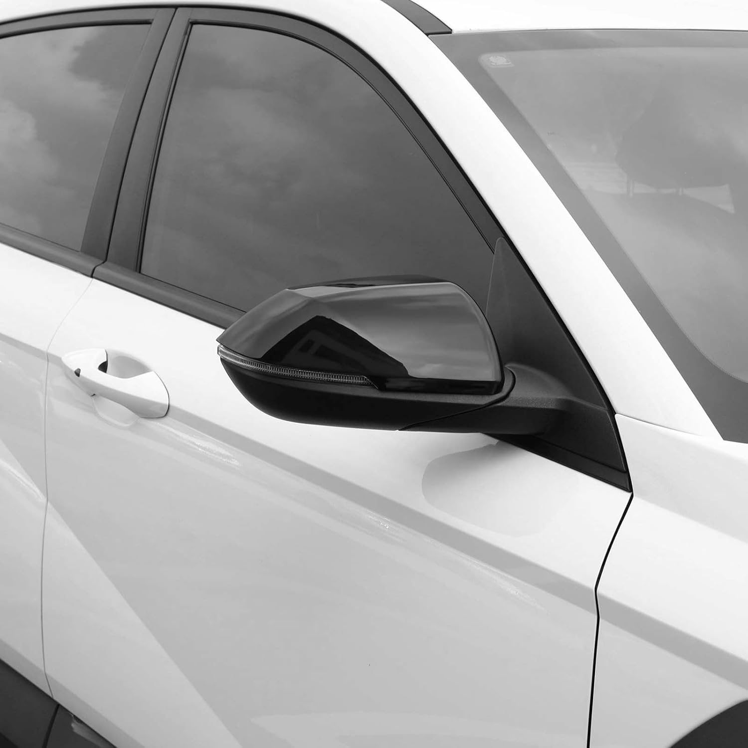 ABS Car Exterior Mirror Cover Side Rearview Mirrors Cover Mirrors Protective Caps Mirror Protective Shell Compatible with Hyundai Kona SX2 2024 2025 Accessories (Glossy Black Style)